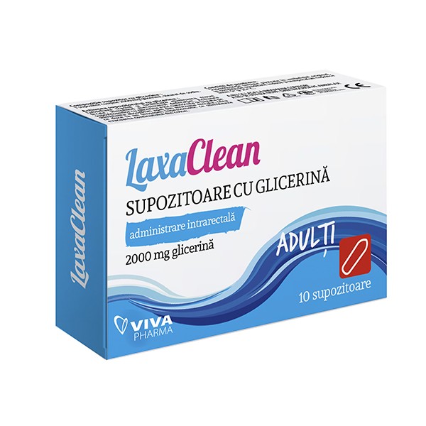 LAXACLEAN  - Supozitoare cu glicerina, pentru adulti (2000 mg)  - VivaPharma